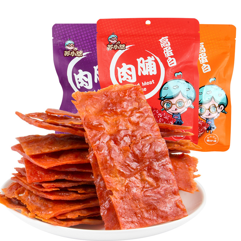 高蛋白猪肉脯干多口味靖江特产休闲零食小吃 (蜜汁味+香辣味+原味)100g*3