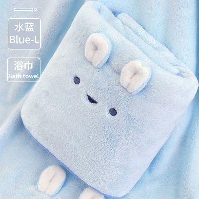 浴巾吸水不掉毛三件套家用成人女学生儿童洗澡游泳大号毛浴巾套装 蓝色 [大浴巾1条]70x140厘米