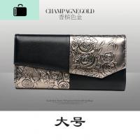 手包女士手拿包女新款手抓包大容量夹包宴会手拎包真皮头层牛皮NEWLAKE_191 香槟色金（大号）