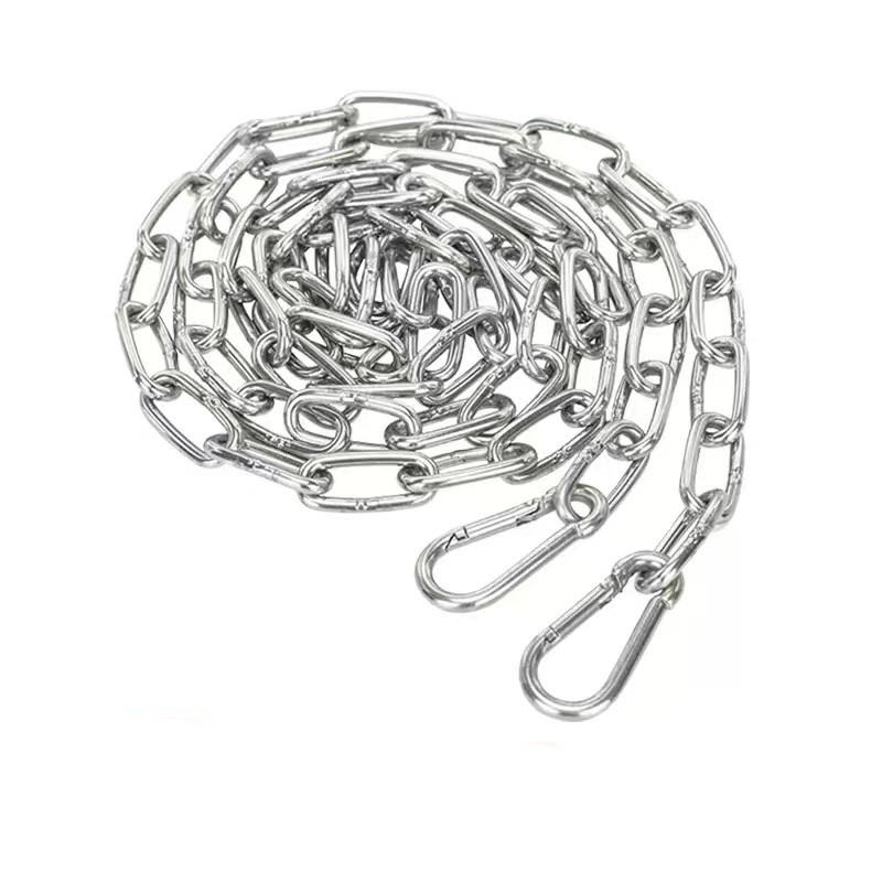 迅众 304不锈钢晾衣绳室外防滑链条晒衣绳防风凉衣绳子铁链挂钩钢丝绳3mm3米两个弹簧扣高清大图