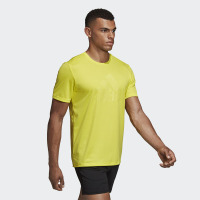 阿迪达斯 （adidas）春夏新款羽毛球短袖男女款圆领T恤情侣款休闲运动短袖针织速干透气 男款黄色CW7085 （S-X