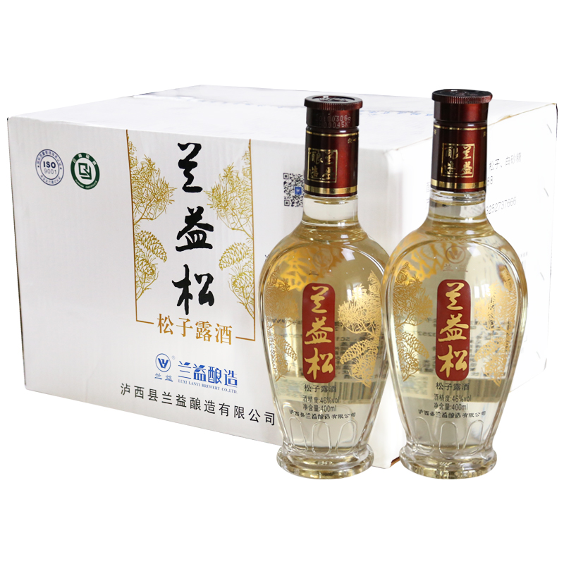 兰益松松子露酒46°陈酿400mlx12瓶兰益松子酒云南白酒泸西特产整箱