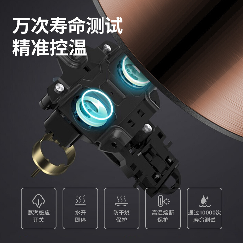 美的(Midea)电水壶SHJ1523热水壶烧水壶1.5L双层防烫304不锈钢一体无缝内胆全钢智能断电 一键开盖高温保护