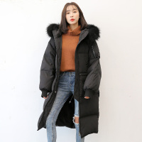 鸭鸭90%鹅绒羽绒服女中长款过膝连帽时尚韩版加厚冬装