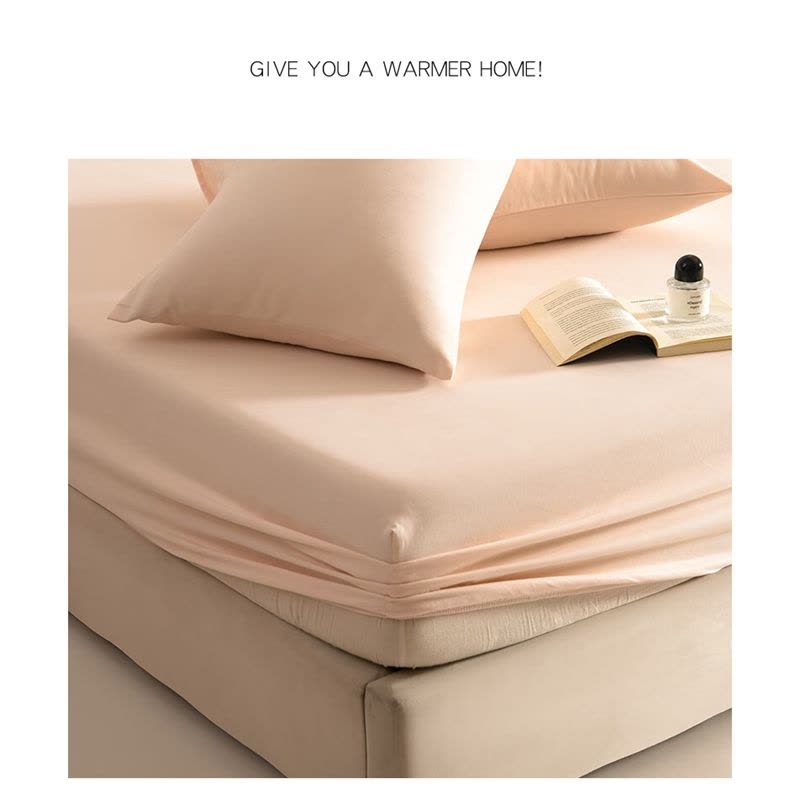 娇好韵A类50支全棉床笠-芙蓉粉 180*200+30CM单床笠图片