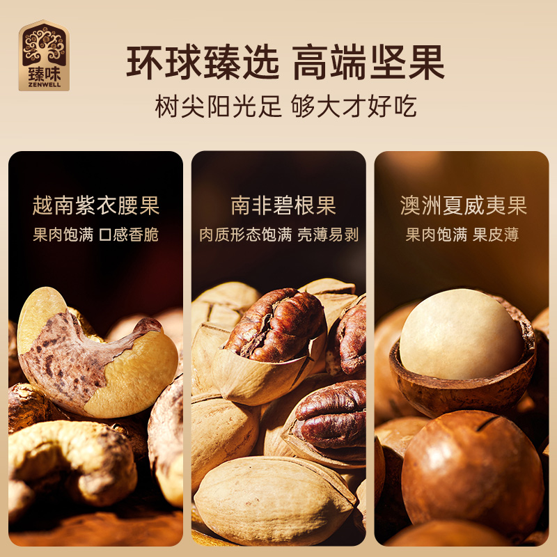 臻味-1650g环球瑞果坚果礼盒圆润饱满原色原味约260-280°环形开口高清大图