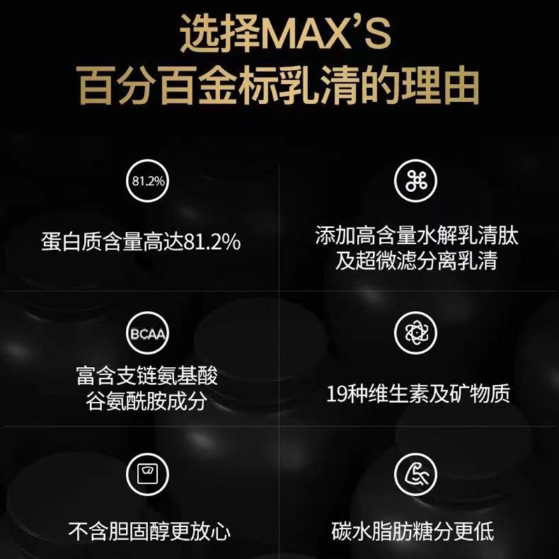 MAXS迈克希斯分离乳清蛋白粉100%乳清蛋白质粉瘦人增肌增重健肌粉2.2磅 巧克力味