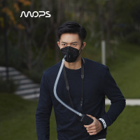 MOPS 忻风2代随身空气净化器 智能防雾霾防尘电动口罩 PM2.5运动口罩男女 深空黑