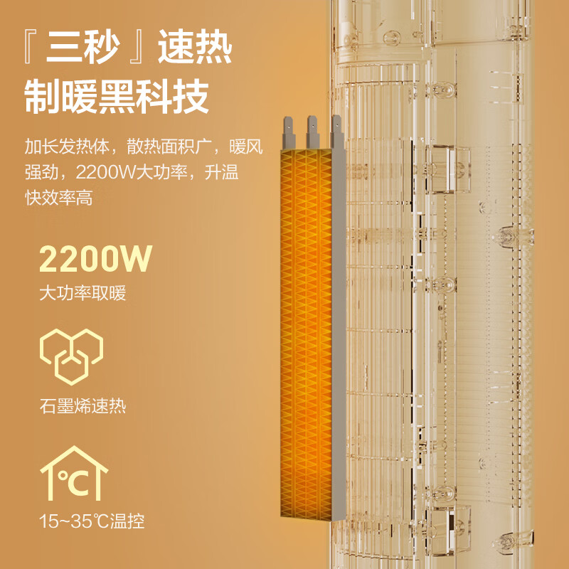 海尔(Haier)暖风机石墨烯家用取暖器立式电暖气办公室客厅电热风机电暖器卧室烤火炉暖风扇 HNF-2254A高清大图