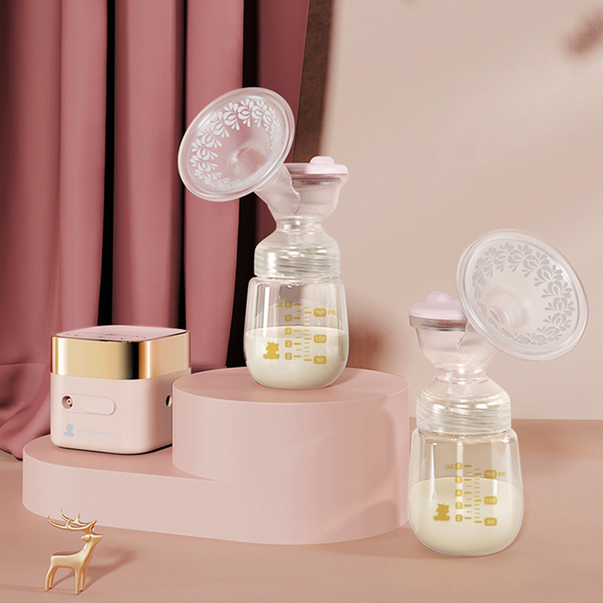 小白熊双边电动吸奶器 气压脉冲无痛吸乳锂电款吸乳器 hl-0873