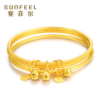 赛菲尔足金999.9手镯 三生三世黄金套镯 黄金手环女款 光面手镯对对镯 约33.4-33.45克【5.8#】下单15天左右发