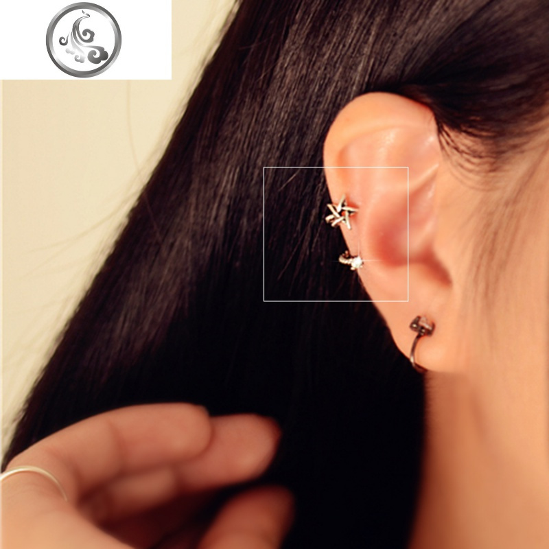 925银耳饰时尚耳钉银饰品韩版耳夹首饰个性复古五角星耳骨夹0118jimi