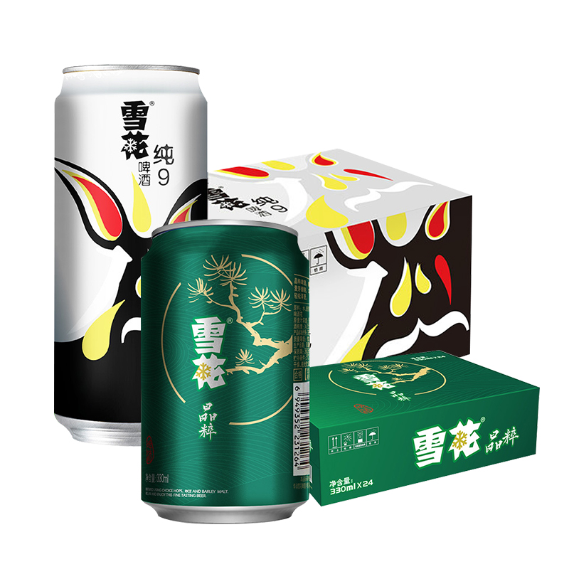 雪花啤酒纯9整箱装500ml12雪花啤酒晶粹330ml24整箱参数