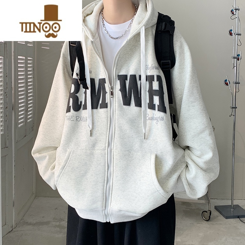 YANXU上新连帽开衫卫衣男士美式复古情侣装hiphop潮牌夹克外套上衣服高清大图