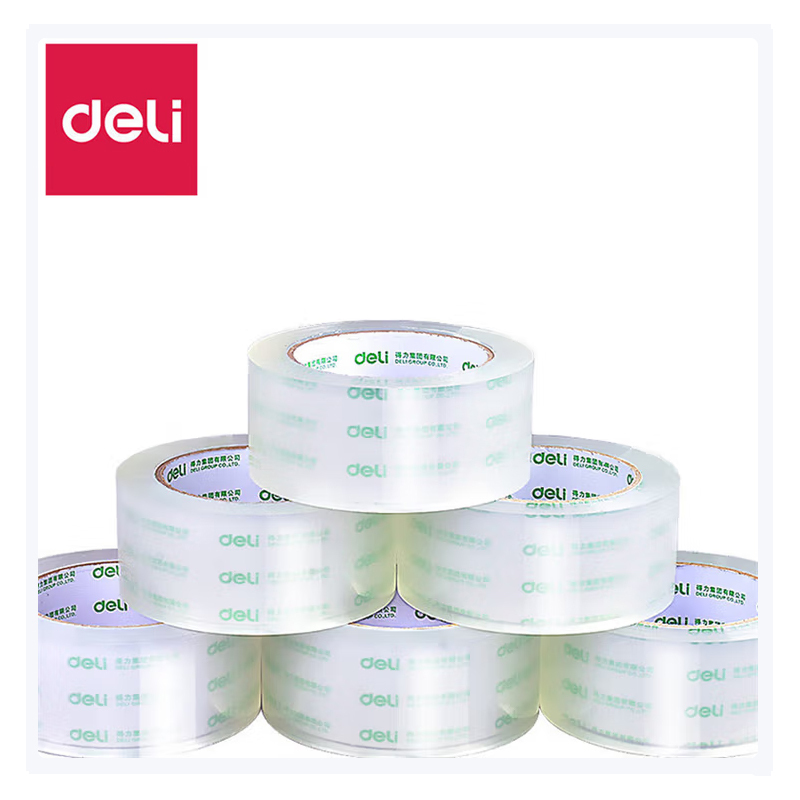 得力 透明打包胶带封箱胶带33195A 5卷/筒 60mm*100m高清大图