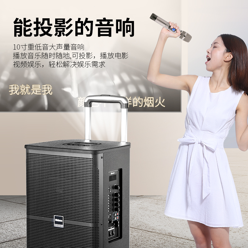 Shinco/新科 B1广场舞投影音响户外移动拉杆音箱大功率会议家用室内k歌唱歌带无线话筒蓝牙充电便携式跳舞播放器重低音