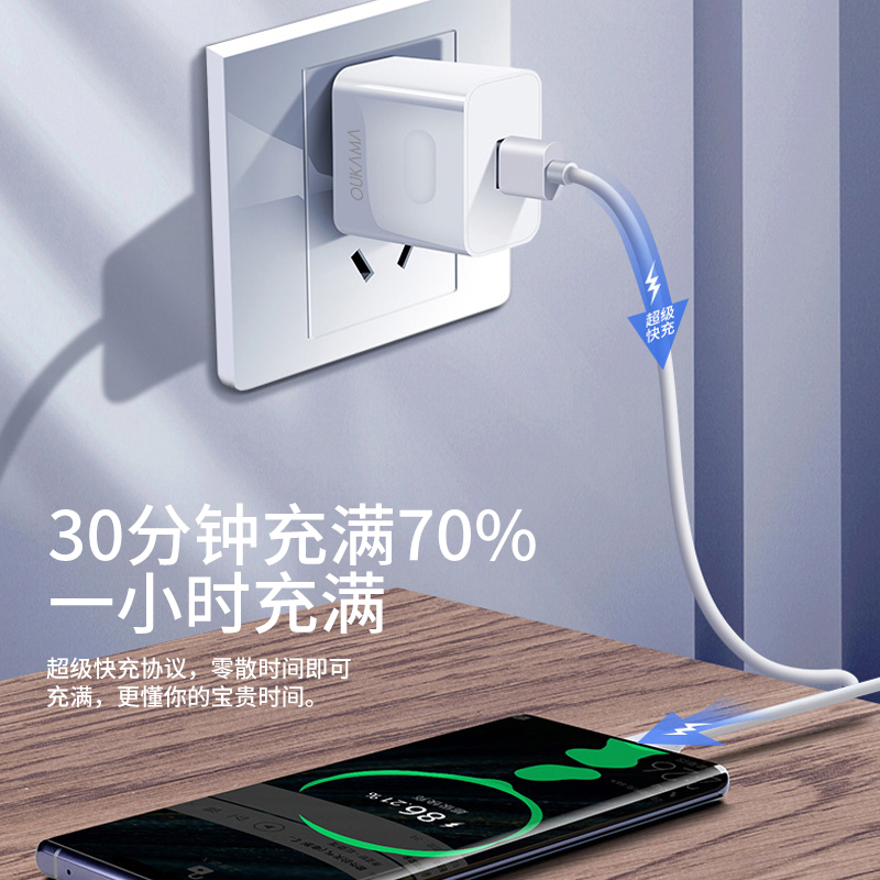 欧卡马66w超级快充头适用华为苹果安卓66W超级快充/闪充充电器+1米TypeC线[套装]