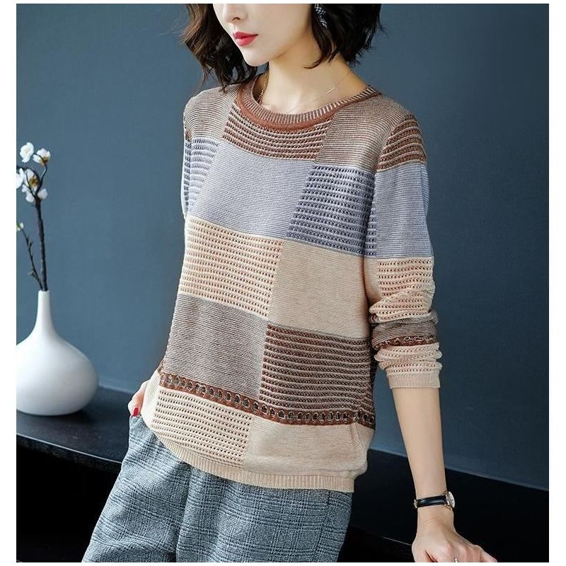 针织衫女宽松薄款2020新款春秋装外穿毛衣洋气时尚打底衫长袖上衣