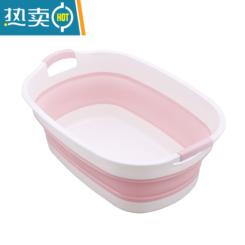 敬平婴儿洗澡盆宝宝可折叠浴盆新生幼儿童小孩家用特大号洗衣服洗脸盆 粉红色