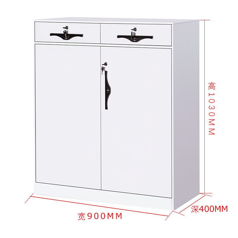 欧宝美文件柜钢制拆装矮柜铁皮储物柜二斗三斗黑白套色高清大图