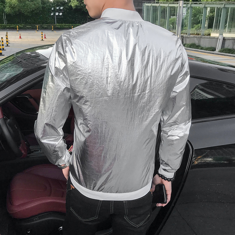 2018夏装防晒衣男薄外套青少年金银薄款夹克防晒衣男个性青年帅气