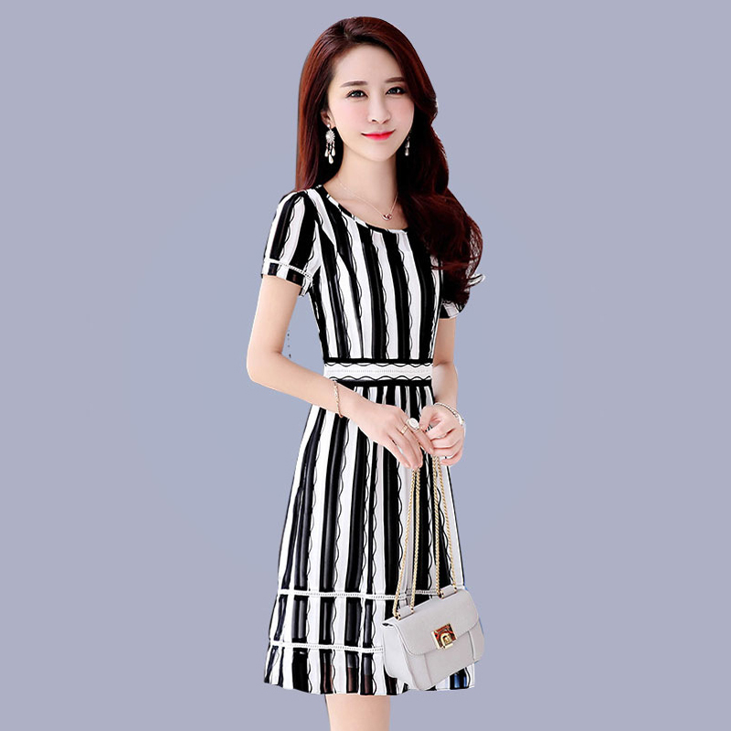 芷臻zhizhen雪纺夏天连衣裙2018新款夏装显瘦流行女士中长款短袖裙子