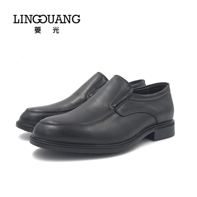 菱光男鞋冬季真皮商务头层牛皮休闲套脚软底舒适爸爸皮鞋