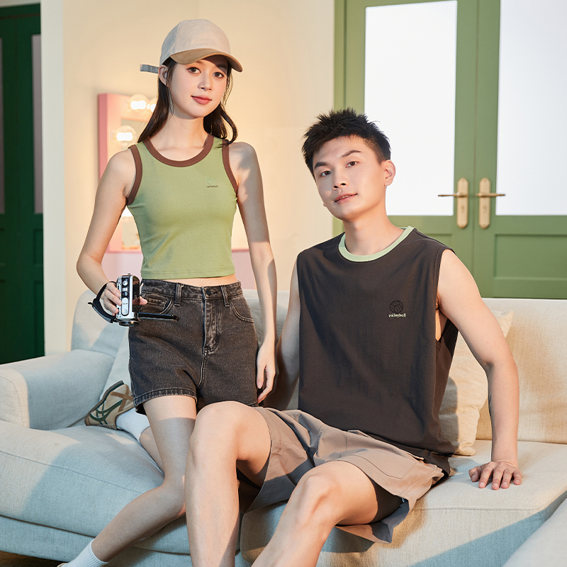 [2.5折价43元]唐狮夏季新款背心牛油果绿音乐节穿搭外穿吊带女无袖背心男G