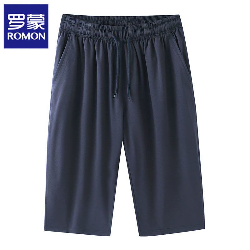 罗蒙短裤男夏季薄款松紧直筒宽松阔腿男士休闲冰丝速干运动七分裤图片