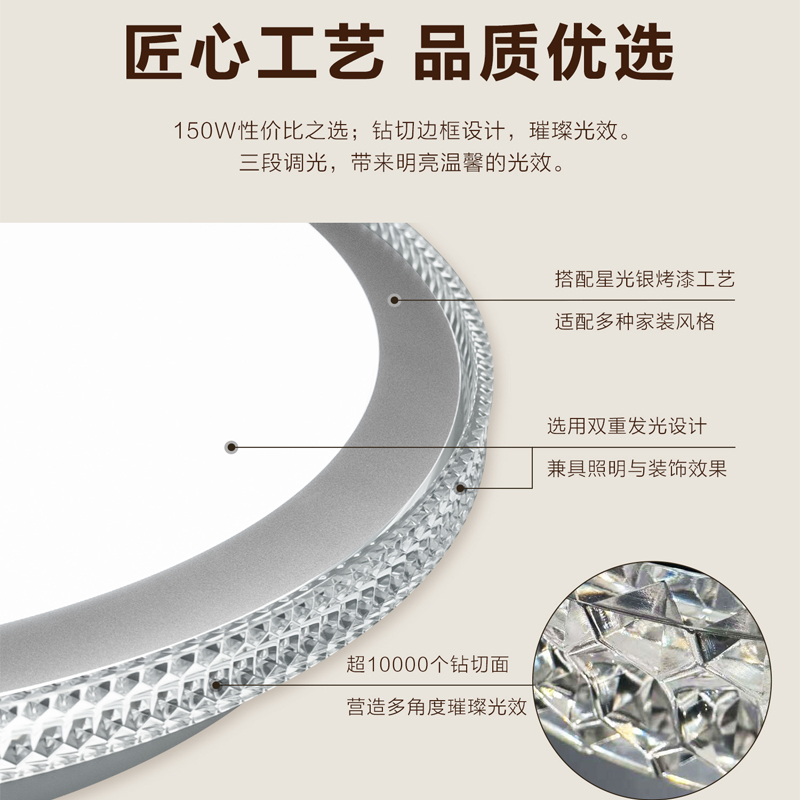 飞利浦 吸顶灯晶梦 三档调色版 灰Ra90高清大图