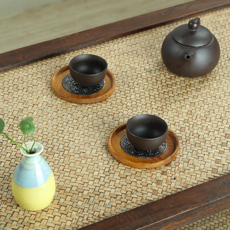 杯垫茶道茶杯垫隔热垫简约实木功夫茶杯垫泰国进口杯托茶道茶具