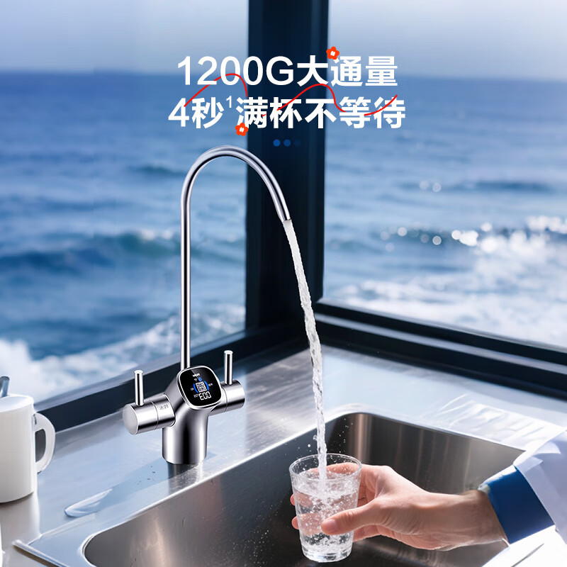 海尔(Haier)净水设备家用净水器鲜活水Pro智慧双出水净水机厨下直饮水机出水可视化TDS净饮机 智慧鲜活水小红花系列高清大图