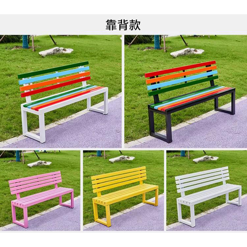 苏宁 金菲罗格 办公家具 户外公园防腐木带靠背长椅室外长条凳 200*40*45靠背款-颜色备注