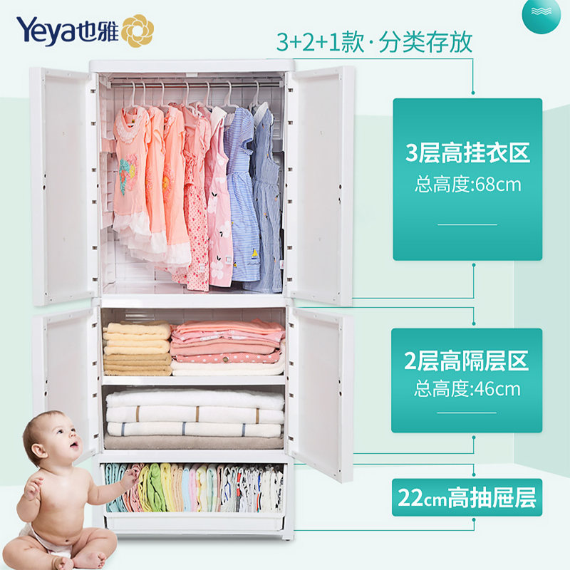 儿童衣柜收纳柜宝宝衣橱卡通储物柜子塑料加厚婴儿简易抽屉式 三维工匠高清大图