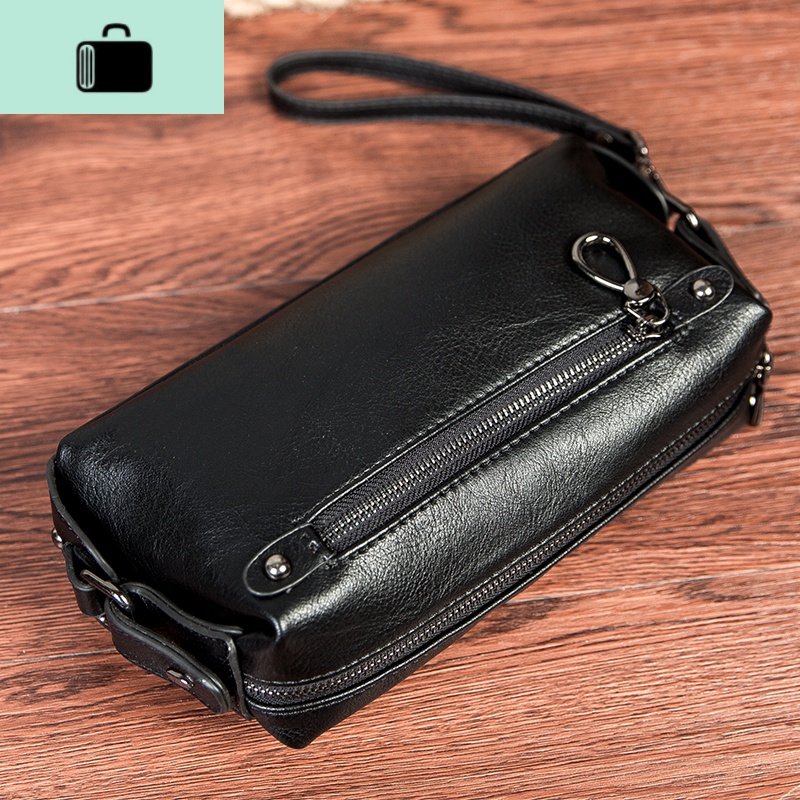 新款男包时尚皮质手抓包街头潮男手腕包手包new lake 黑色男士手拿包