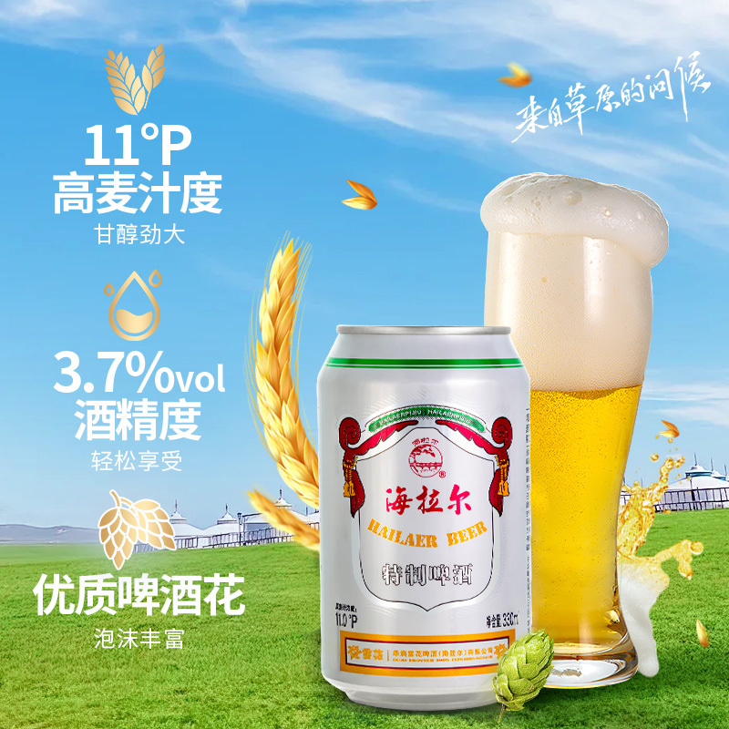 雪花啤酒(SNOW)海拉尔特制11度330ml*24听啤酒整箱内蒙风味高清大图