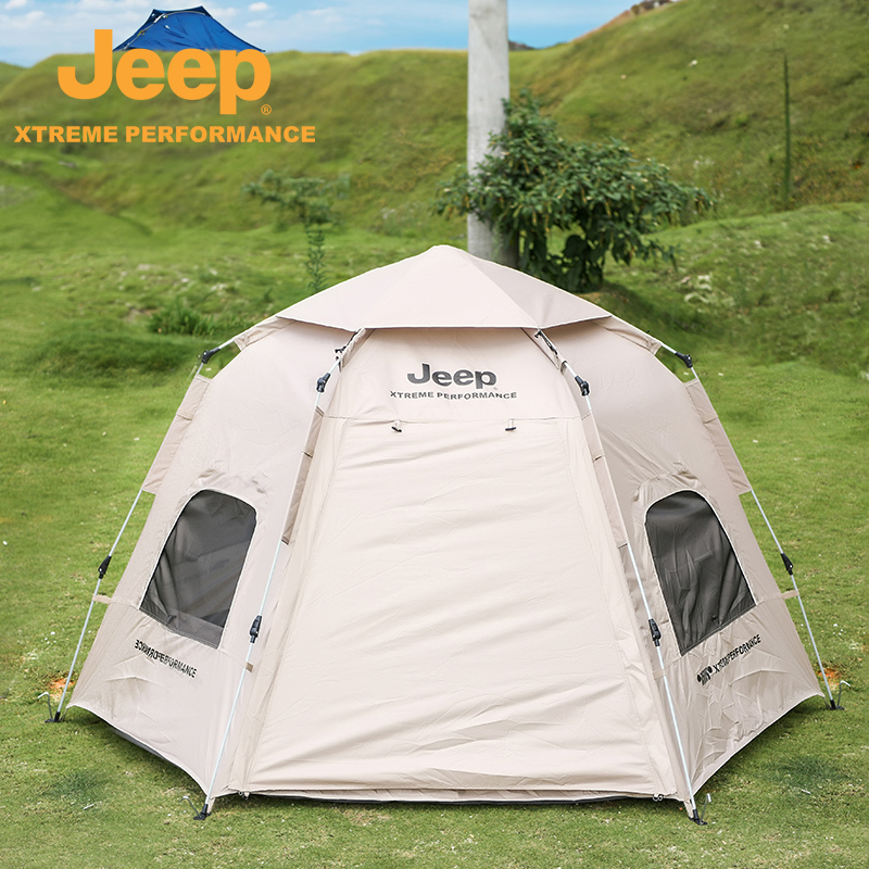 Jeep金字塔蒙古包天幕一体帐篷户外登山野餐防晒露营六角印第安帐
