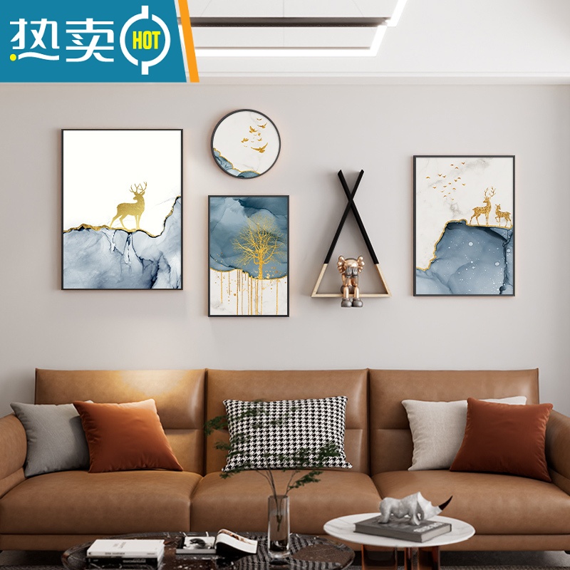 敬平现代简约客厅装饰画沙发背景墙壁画北欧抽象大气网红新款轻奢挂画装饰画 一路有你I款摩登黑框 水晶烤瓷画面一体成型高透镜面进口画布上墙尺寸220*100c