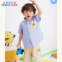 [1件3.5折]铅笔俱乐部2025夏装新款男小童衬衫儿童格子短袖宝宝休闲百搭衬衣