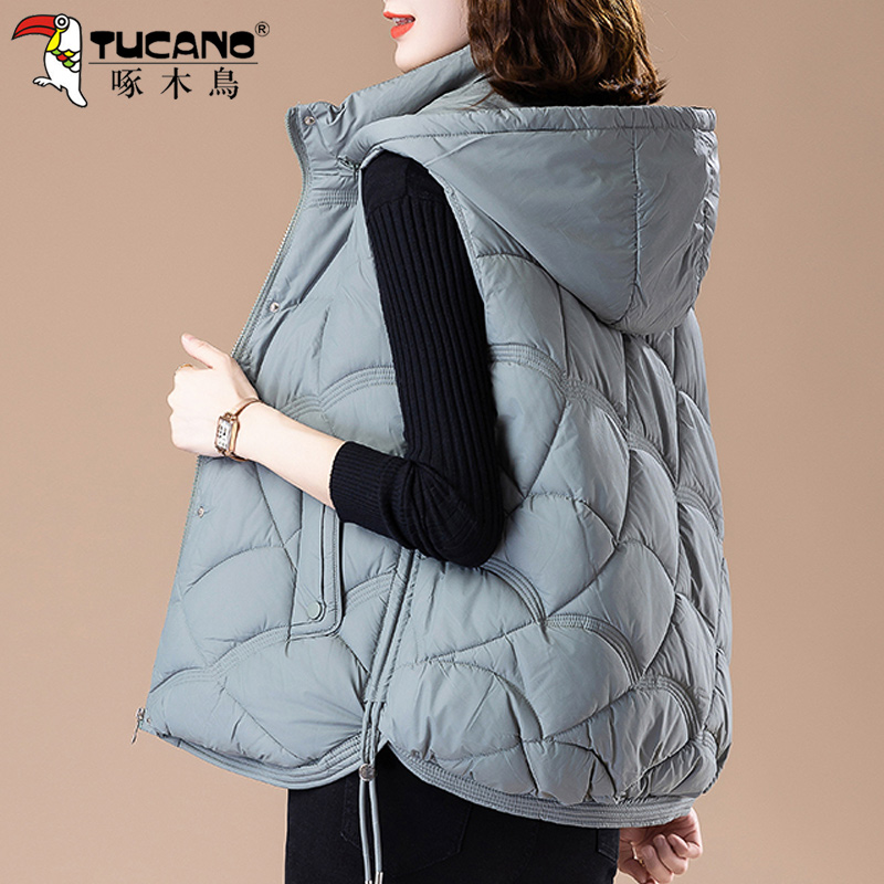 啄木鸟女士羽绒棉马甲女冬季2024新款妈妈洋气减龄轻薄款保暖马减高清大图
