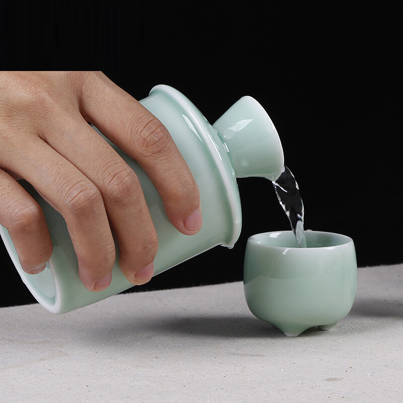 青瓷酒具套装温酒壶温酒器汤酒壶热酒壶梅子青单酒壶不含杯子