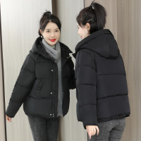 冬季棉服女短款韩版宽松面包服连帽保暖冬装棉衣女外套棉袄潮 L 黑色