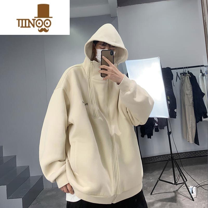 YANXU开衫卫衣男生薄款感潮牌痞帅炸街美式复古连帽外套高清大图