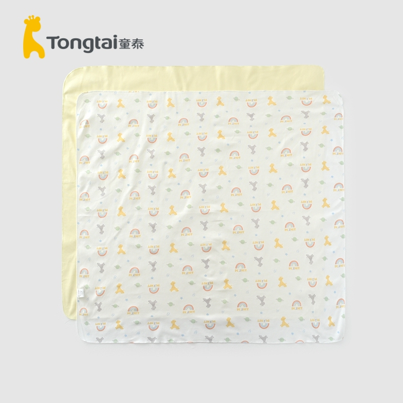 童泰(TONGTAI)2021年四季款婴幼儿男女宝宝纯棉婴童多用途抱巾浴巾盖毯两条装孕婴童浴巾