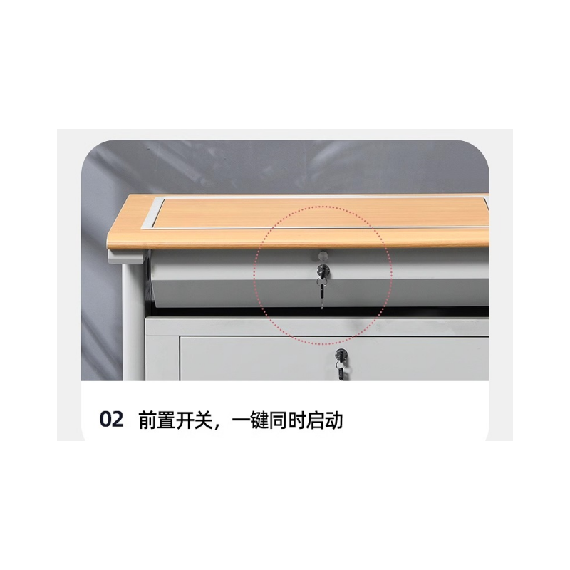 铭思达翻转电脑桌双人位含椅套高清大图