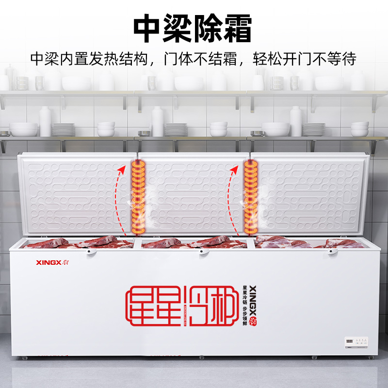 星星(XINGX)BD/BC-1588GD厨房商用保鲜设备卧式冷柜单温冷藏冷冻转换家用大容量-35℃深冷速冻超市雪糕柜高清大图