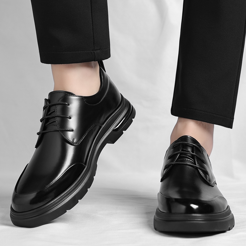 迪罗尼卡高端皮鞋男款德比鞋男士商务休闲鞋软底软皮男鞋脚宽英伦结婚鞋子高清大图