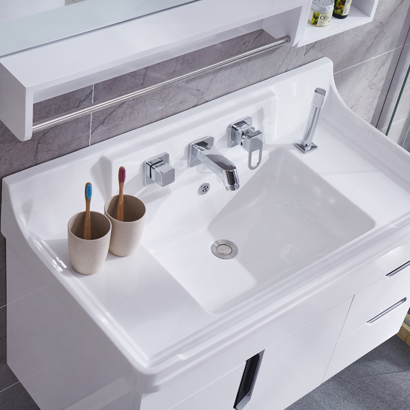 ciaa浴室柜体龙头台盆分体式双孔冷热面盆龙头抽拉式洗脸盆水龙头