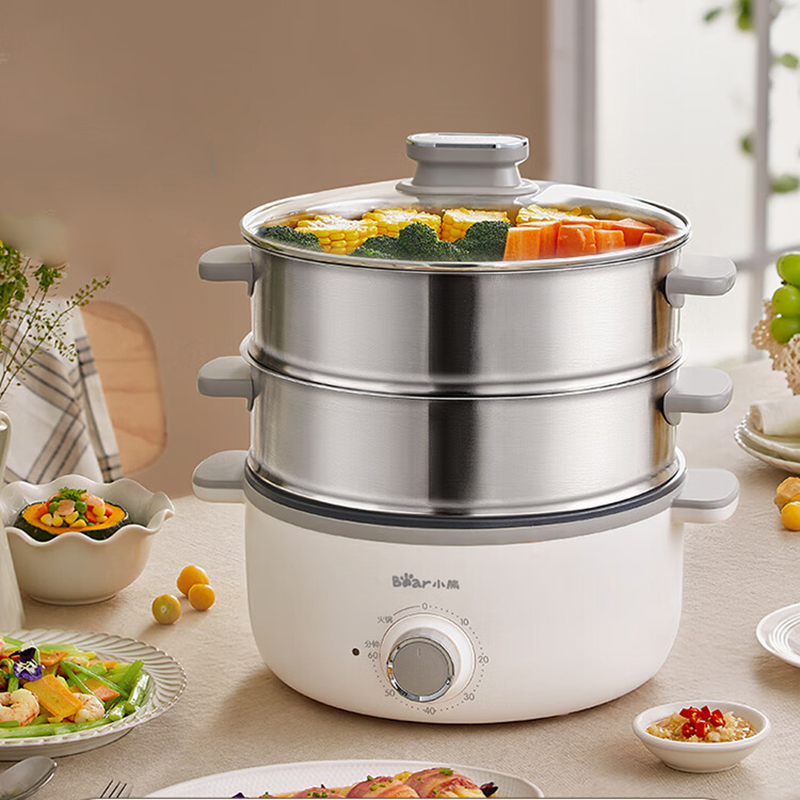 小熊(bear)电蒸锅多用途锅大容量定时防干烧分体式【15L旋钮定时】慈煮一体 DZG-CA3A1 白色 / 台