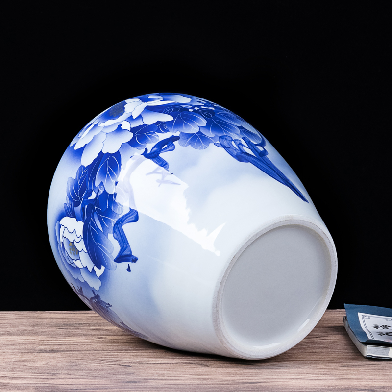 艺锦蓝 景德镇陶瓷器花瓶手绘青花器现代中式客厅书房玄关工艺摆件